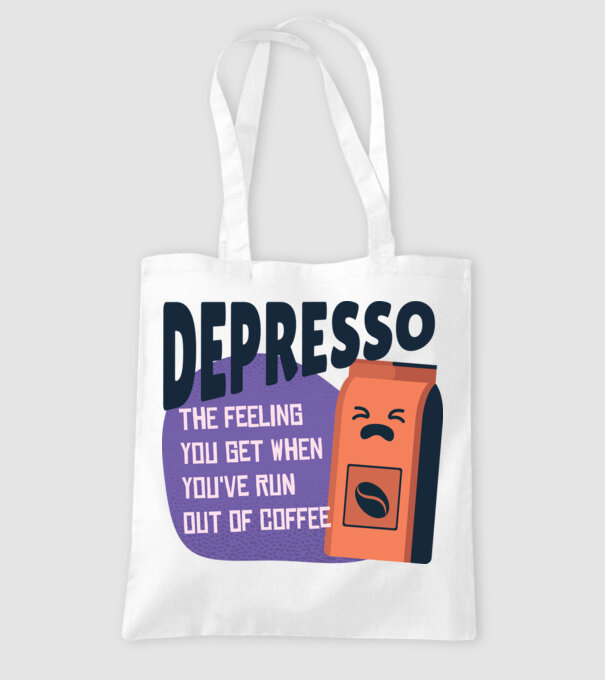 Depresso - Sentimentul când rămâi fără cafea model alb pe tricou