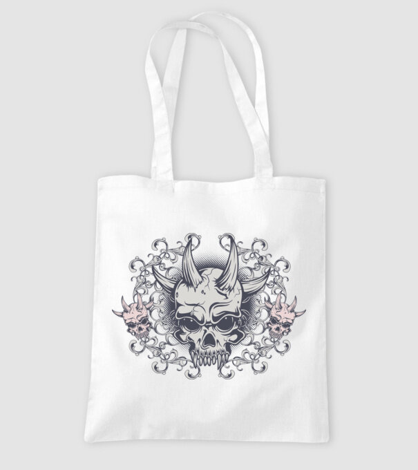 Devil Skull model alb pe tricou