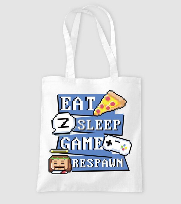 Eat, Sleep, Game respawn model alb pe tricou