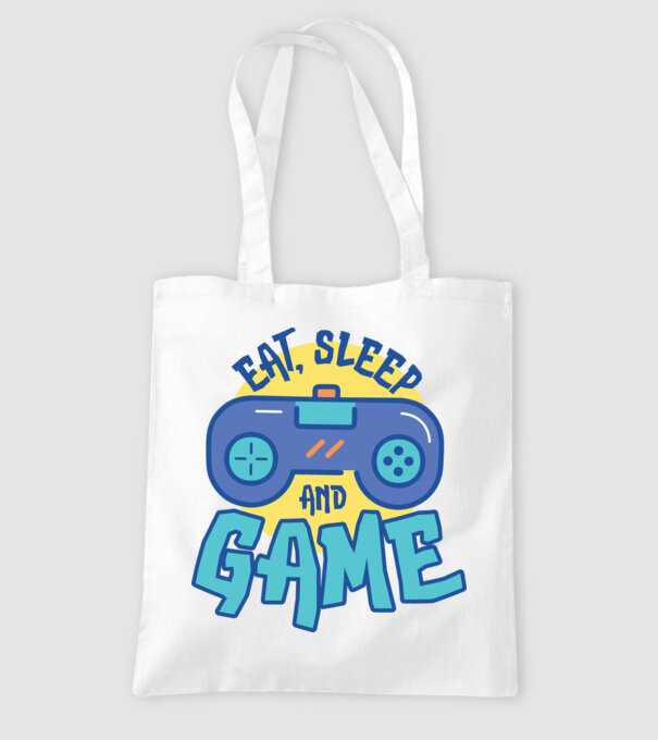 Eat Sleep and Game model alb pe tricou