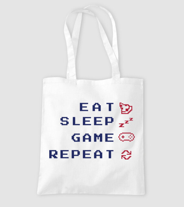 Eat Sleep Game Repeat model alb pe tricou