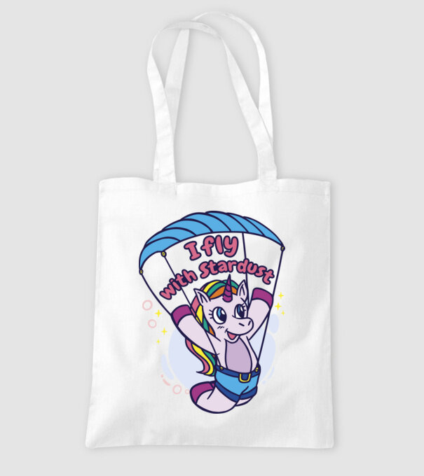 Unicorn parașutist model alb pe tricou