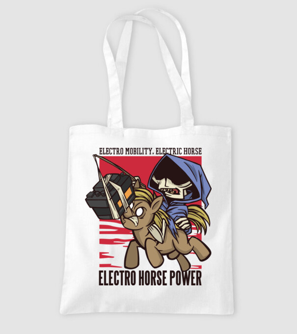 Cai putere electric model alb pe tricou