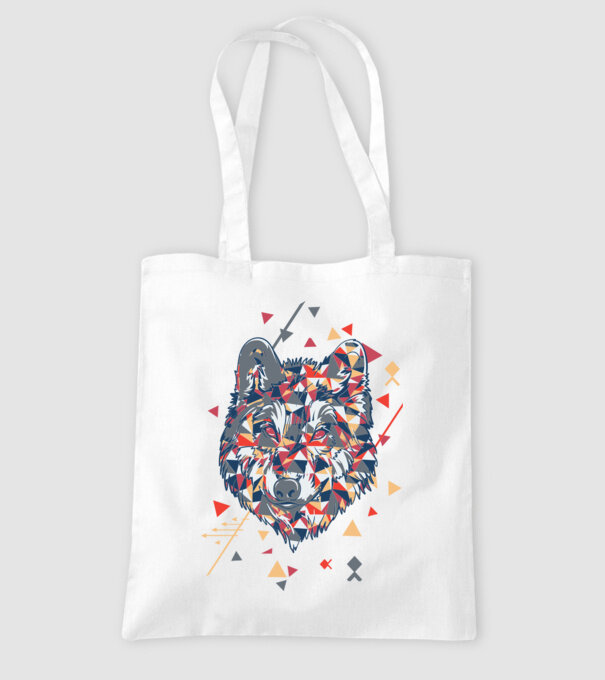 Lup - abstract model alb pe tricou