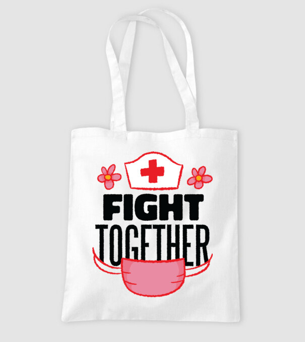 Fight together Asistentă medicală model alb pe tricou
