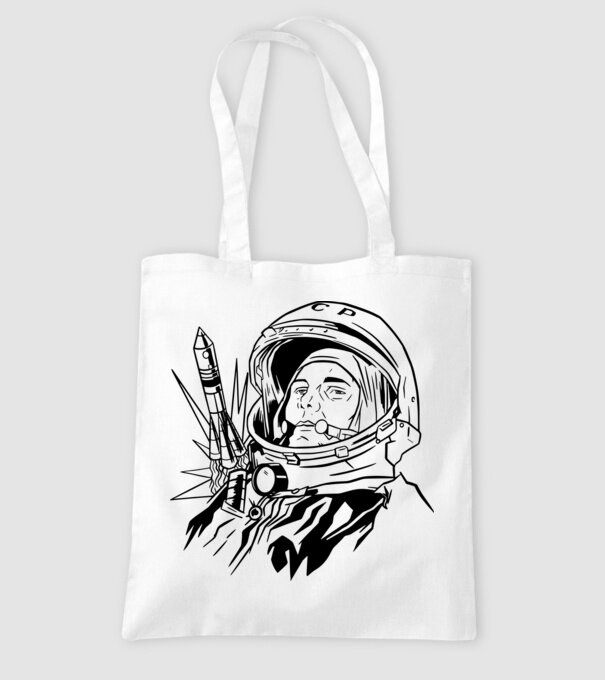 Astronautul Gagarin model alb pe tricou