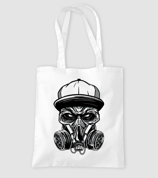 Mască de gaz Craniu model alb pe tricou