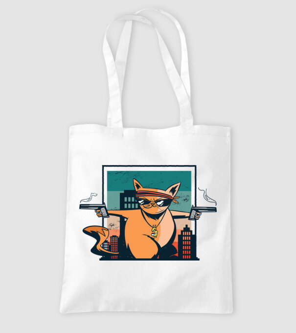 Pisică Gangster model alb pe tricou