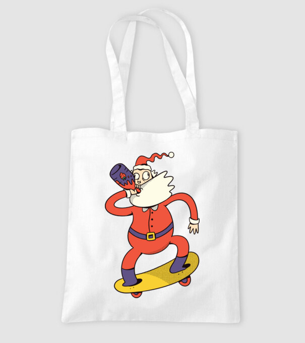 Moș Crăciun Skateboarder model alb pe tricou