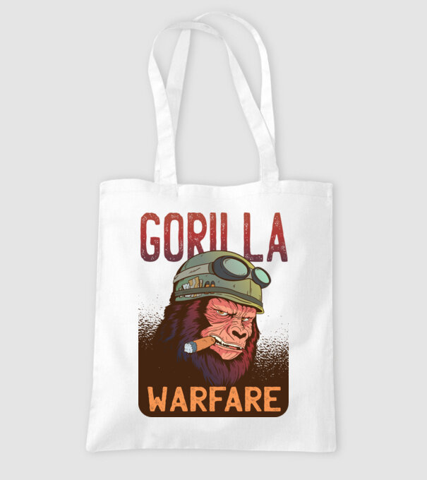 Gorilla Warfare model alb pe tricou