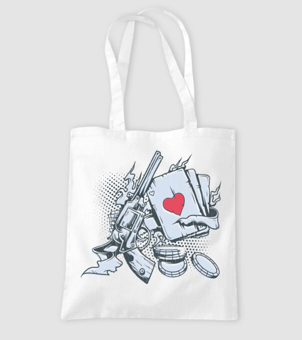 Gun with Cards model alb pe tricou