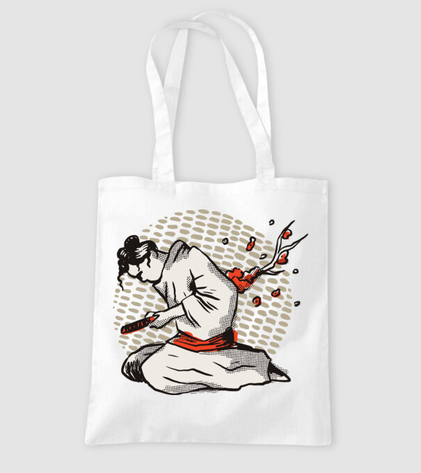 Samurai Harakiri model alb pe tricou