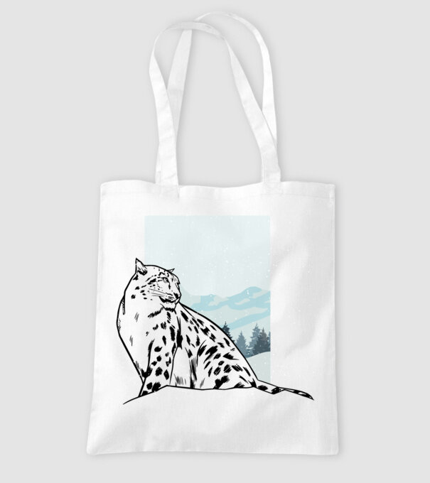 Leopard de zăpadă pisică mare model alb pe tricou