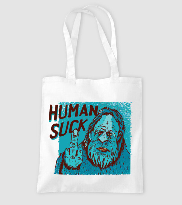 Human Suck - Yeti spune tricou amuzant antisocial model alb pe tricou