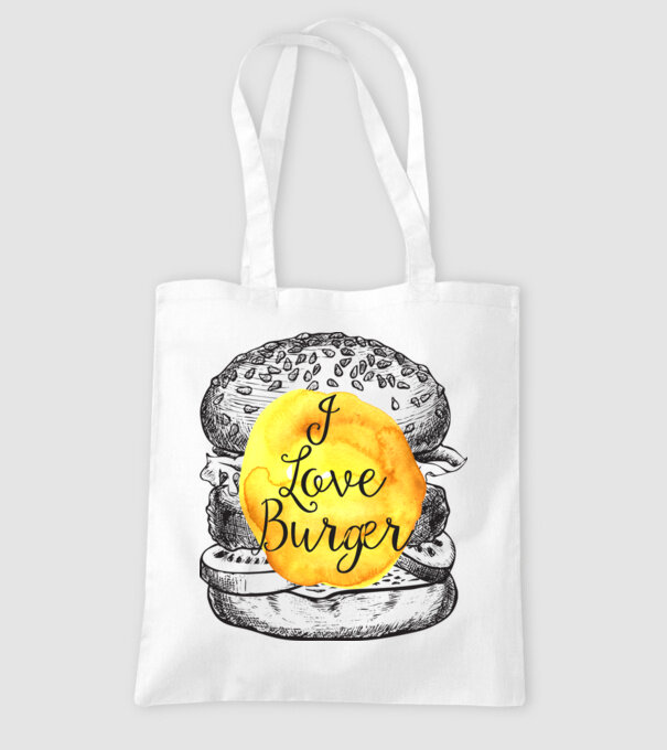 I love burger model alb pe tricou