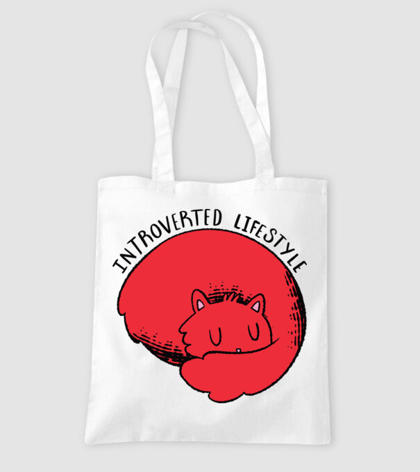Pisică Introvertită model alb pe tricou