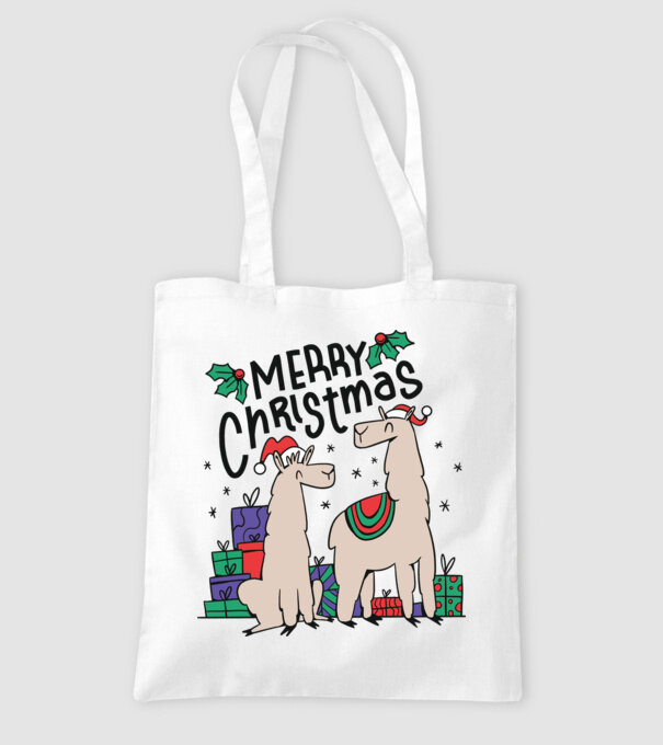 Alpaca de Crăciun model alb pe tricou