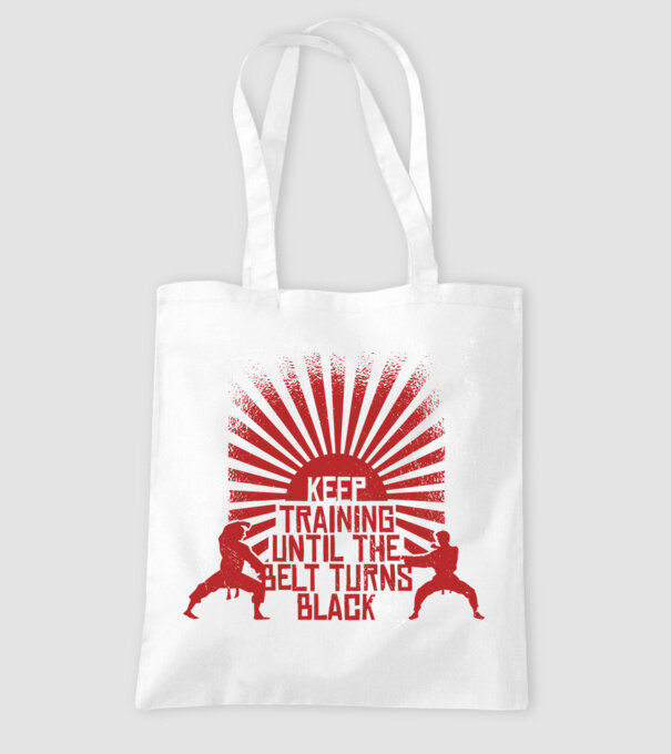 Keep Training until the Belt turns black model alb pe tricou