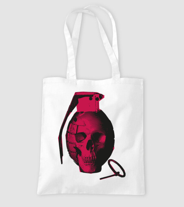 Grenadă de mână Craniu model alb pe tricou