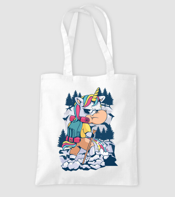 Unicorn excursionist pipi model alb pe tricou