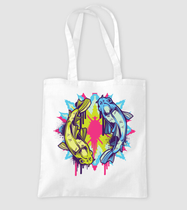 Crap Koi Colorat model alb pe tricou