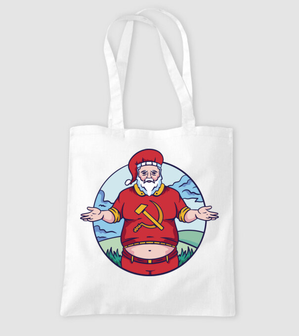 Moș Crăciun comunist model alb pe tricou