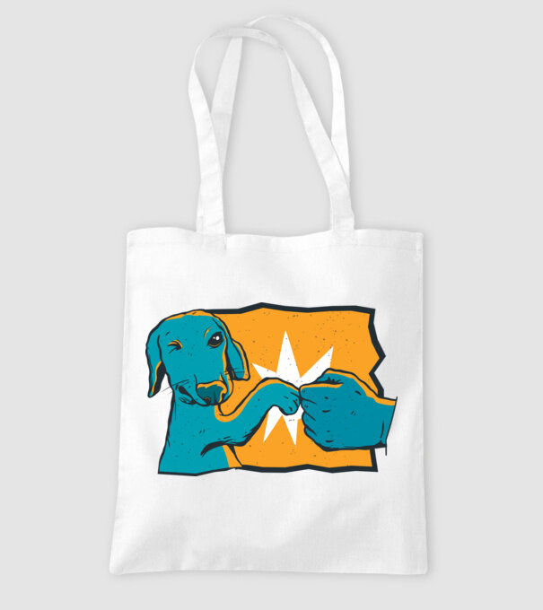 Prietenie Câine Om model alb pe tricou