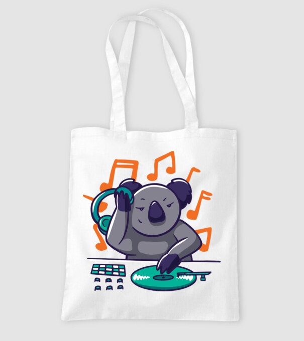 Koala DJ model alb pe tricou