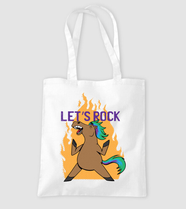 'Let''s Rock - Călăreț' model alb pe tricou