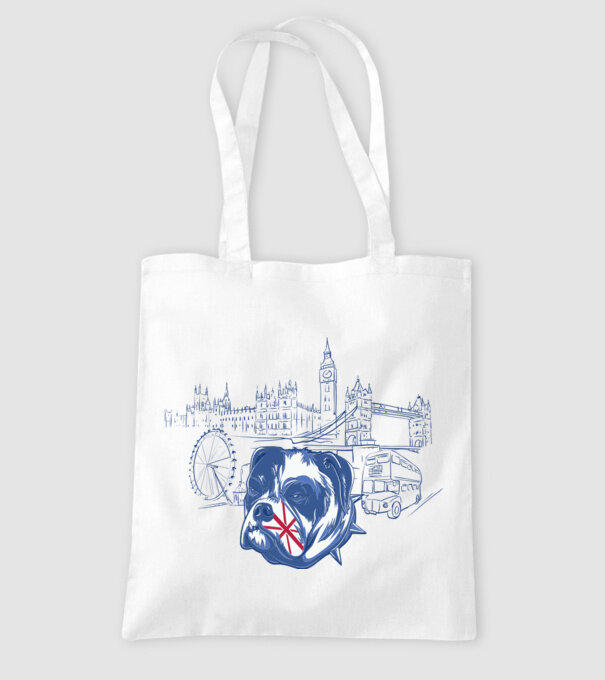 London Bulldog model alb pe tricou