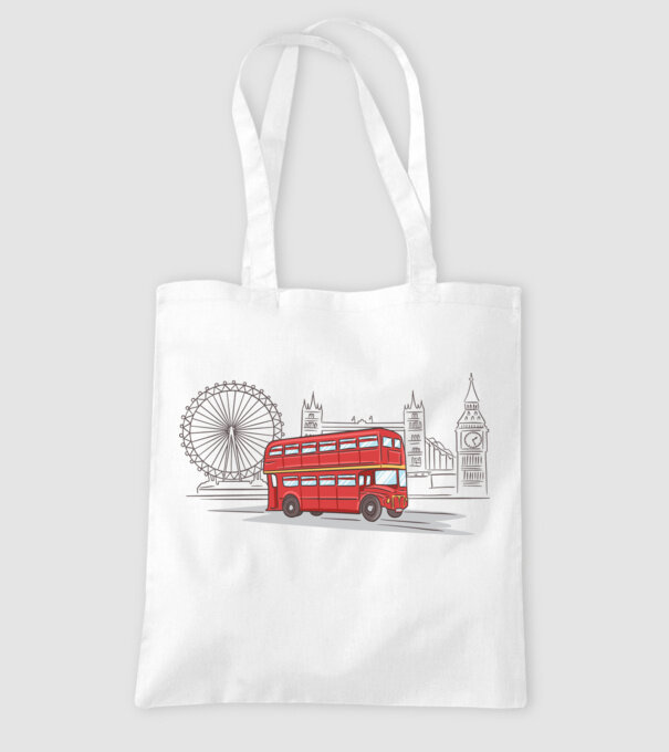 London Bus model alb pe tricou