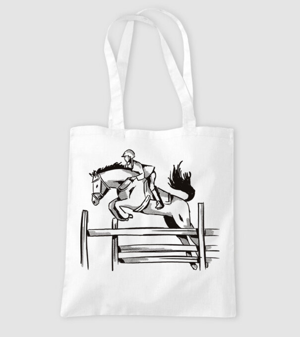 Călăreț model alb pe tricou