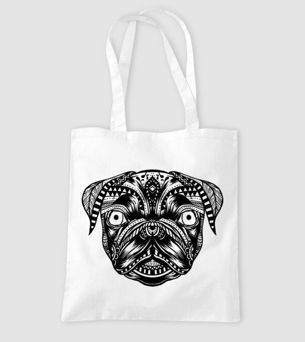 Mandala Cap Mops model alb pe tricou
