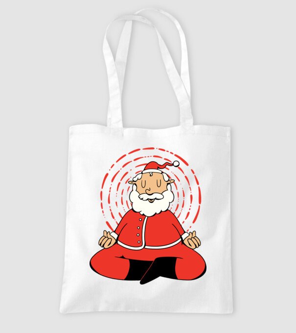 Moș Crăciun meditând model alb pe tricou