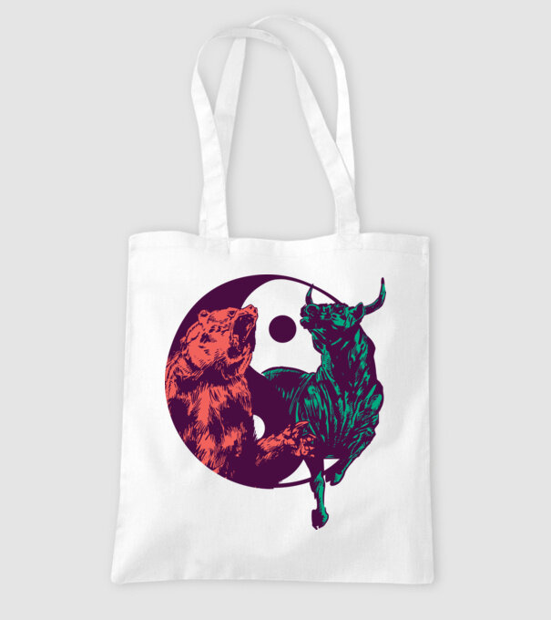 Medve Bika Yin Yang model alb pe tricou