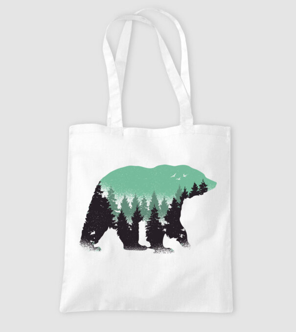Urs pădure Natură tricou model alb pe tricou