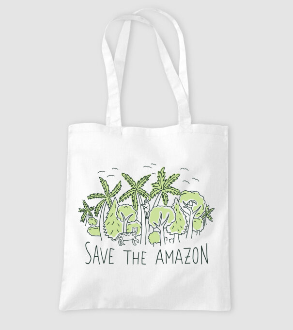 Salvează Pădurea Amazoniană model alb pe tricou