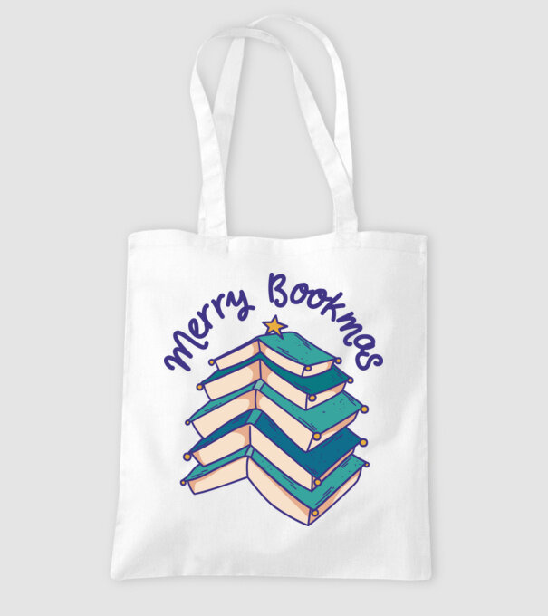 Merry Bookmas Crăciun cu cărți model alb pe tricou
