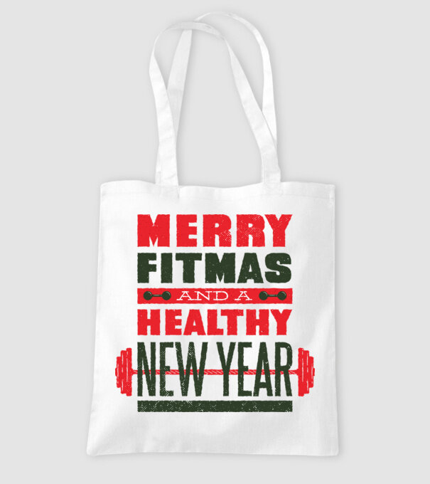 Merry Fitmas and a Healthy New Year tricou amuzant antrenament model alb pe tricou