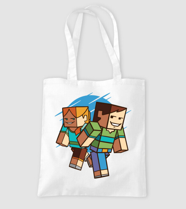 Caractere Minecraft model alb pe tricou