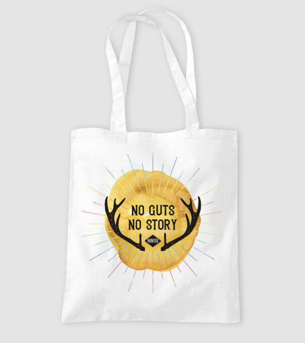 No guts no stories model alb pe tricou