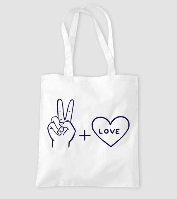 Peace + Love model alb pe tricou