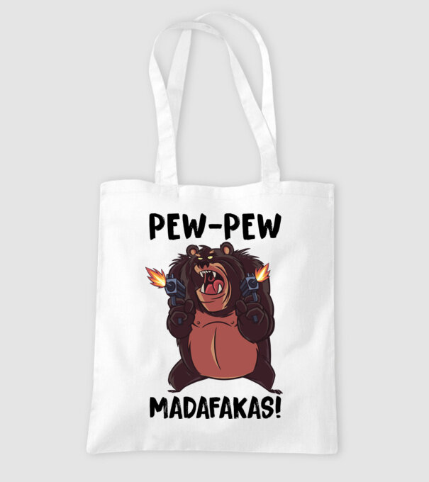 Pew Pew Pew Madafakas Urs alb model alb pe tricou