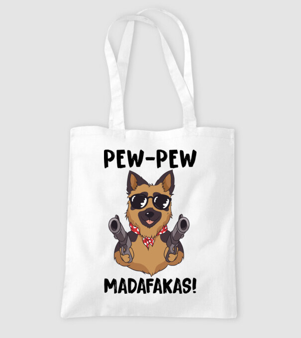 Pew Pew Pew Madafakas Ciobănesc german alb model alb pe tricou