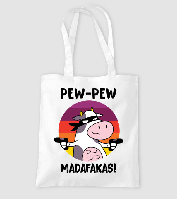 Pew Pew Pew Madafakas Vacă alb model alb pe tricou