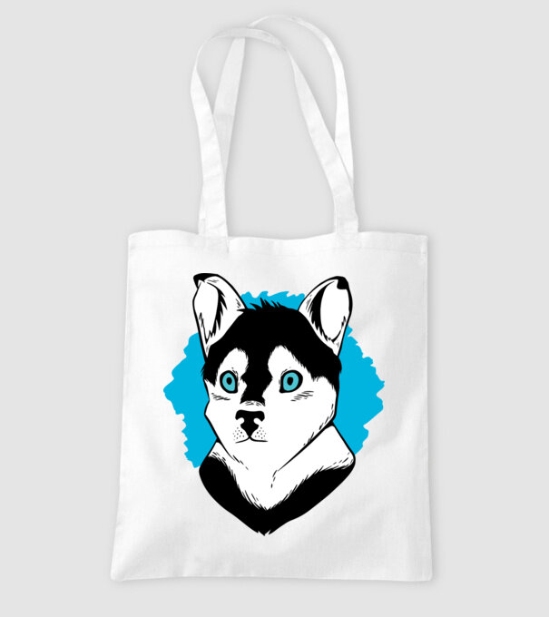 Câine Pomsky model alb pe tricou