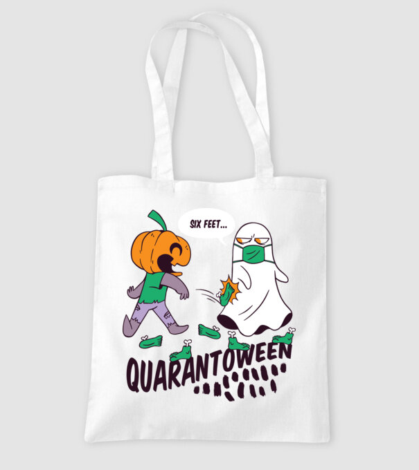 Quarantoween model alb pe tricou