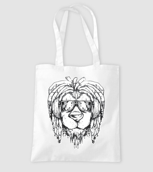 Leu Dreadlock model alb pe tricou