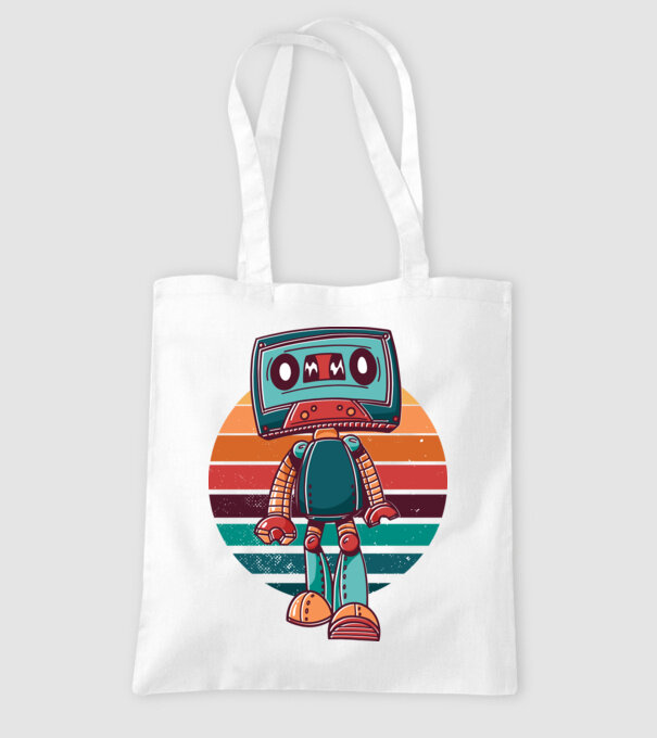 Robot Casetă retro model alb pe tricou