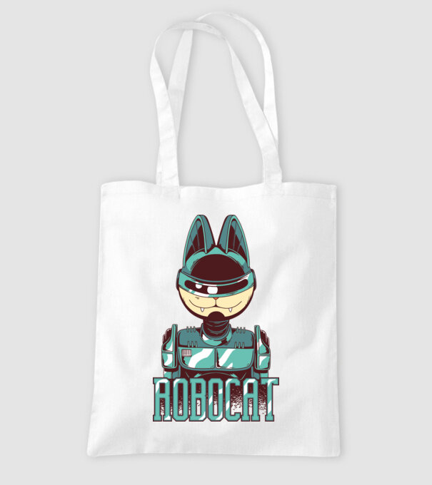 Robocat - Pisică Robot model alb pe tricou